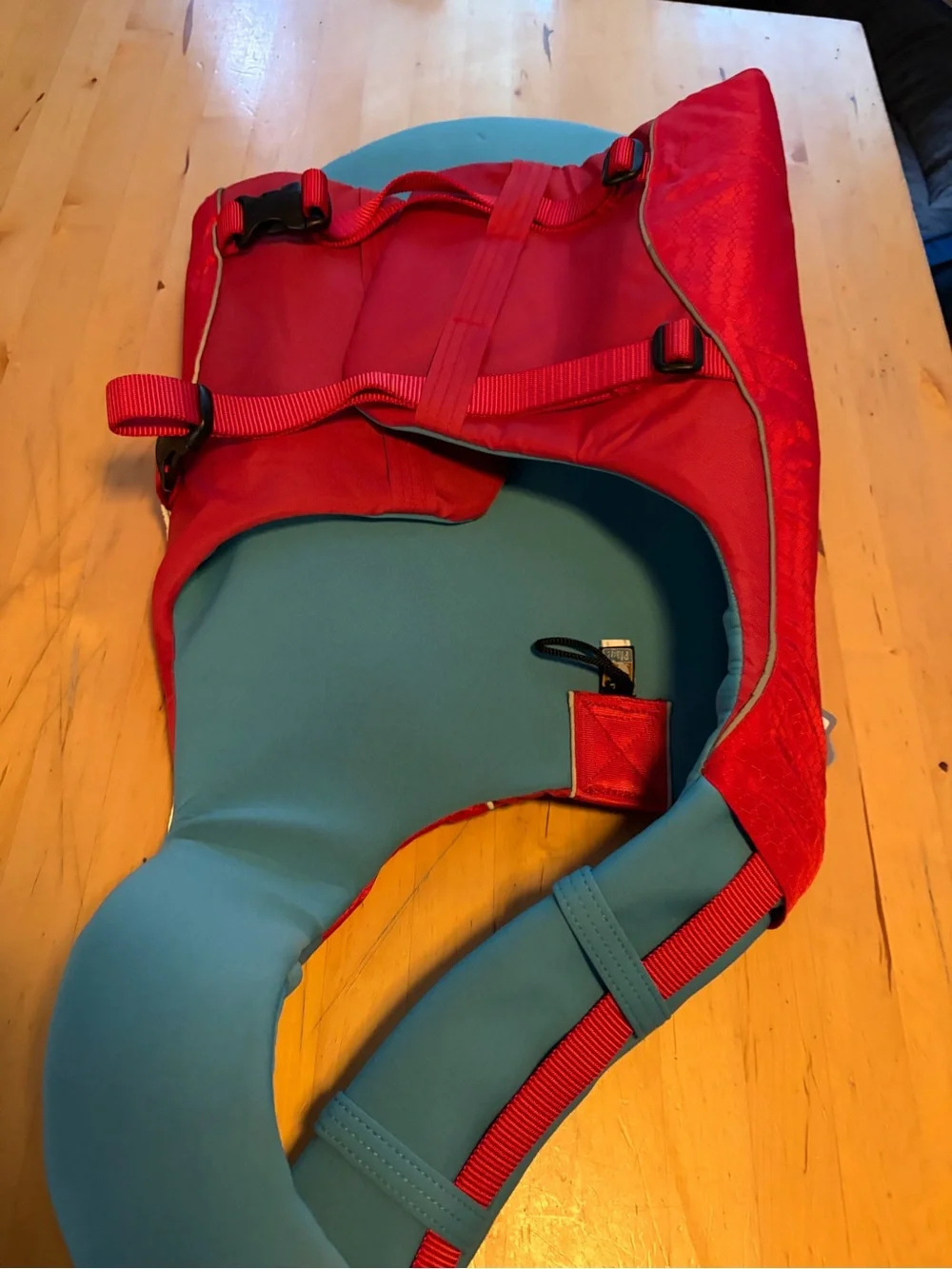 Kurgo Red Duffel Bag with Teal Handles